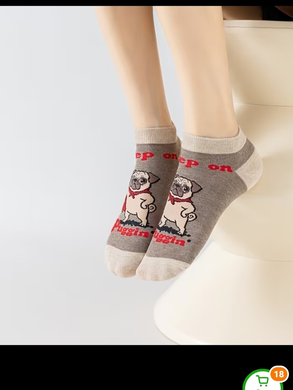 Cute Pug Dog Crew Socks - Assorted Colors SET OF 5 - Picture 2 of 4
